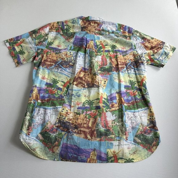 Tommy Hilfiger Mens Graphic Short Sleeve Button Down Camp Shirt Size Medium - Picture 2 of 9